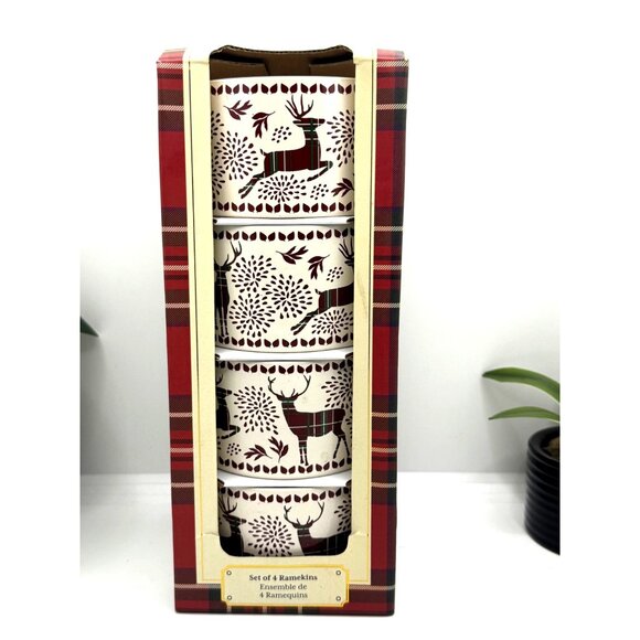 The Bakeshop by Masterclass Set of 4 Ramekins - Holiday Reindeer - Picture 1 of 7